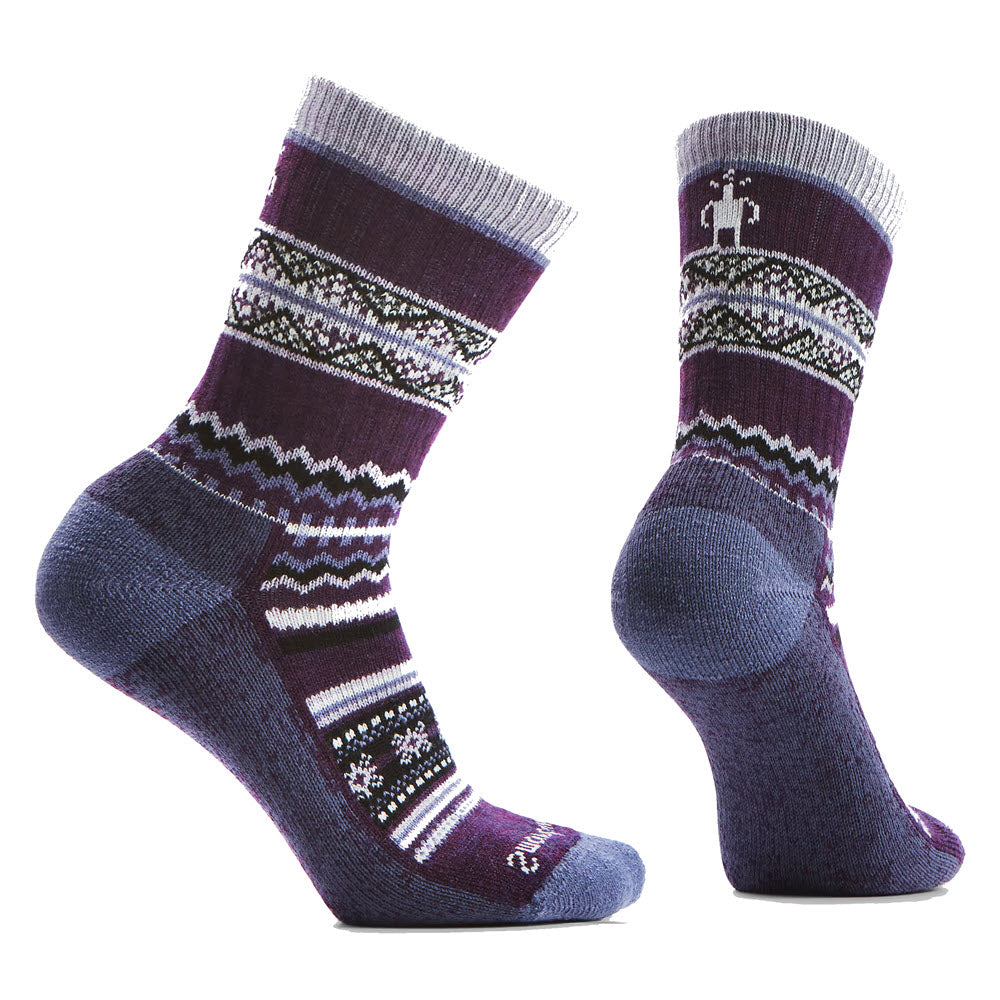 SMARTWOOL COZY SNOWED IN CREW SOCKS CHALK VIOLET - WOMENS