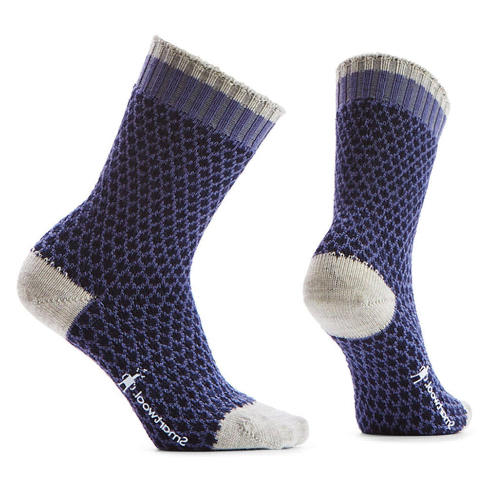 SMARTWOOL POPCORN POLKA DOT CREW SOCKS NIGHTFALL BLUE - WOMENS