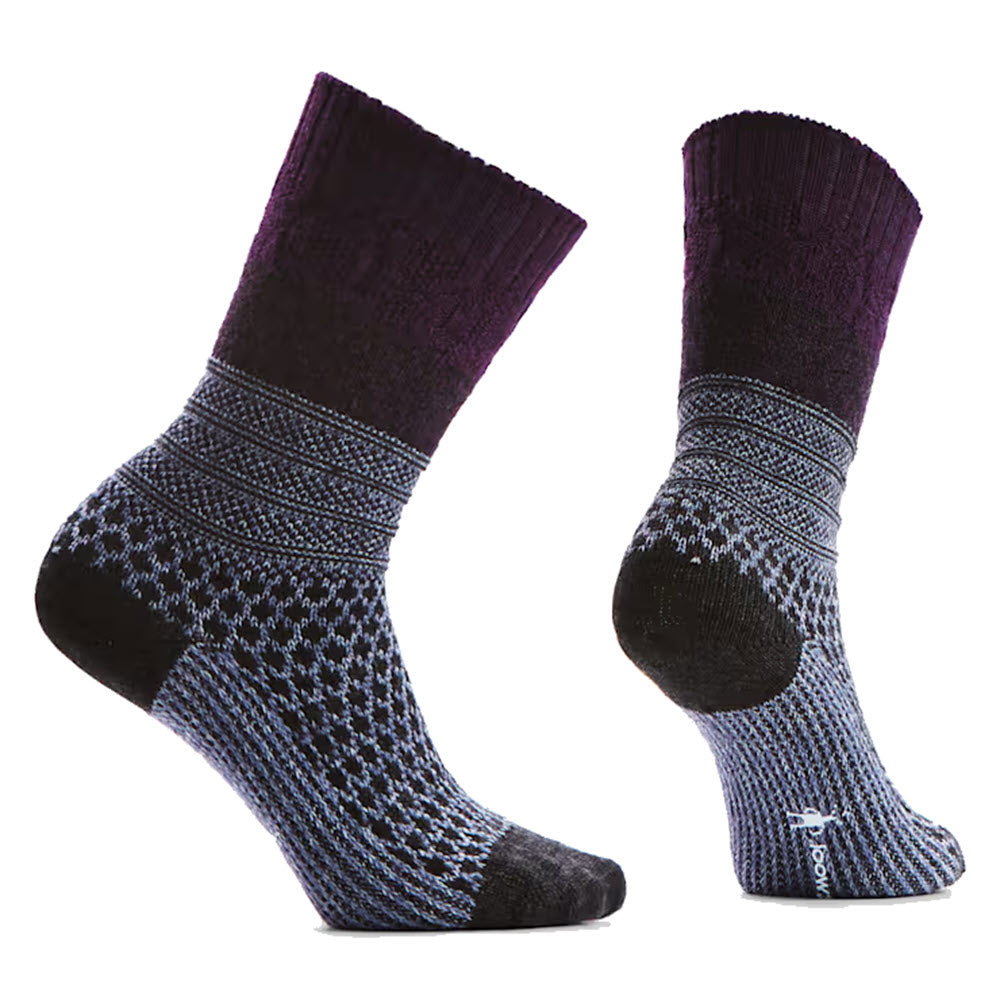 SMARTWOOL POPCORN CABLE CREW SOCKS CHALK VIOLET - WOMENS