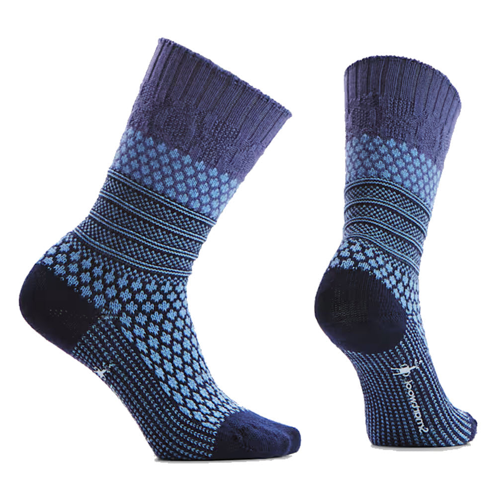 SMARTWOOL POPCORN CABLE CREW SOCKS SERENE BLUE - WOMENS