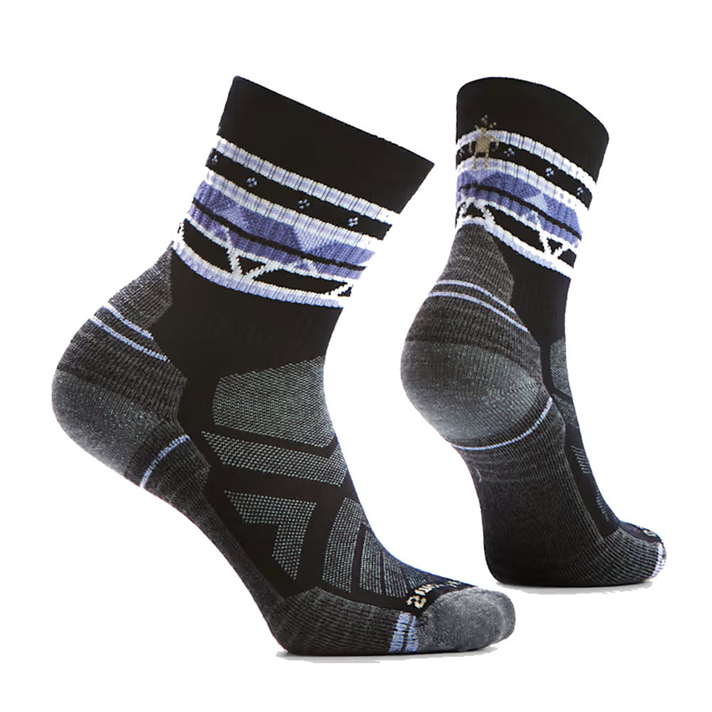 SMARTWOOL ZIG ZAG VALLEY MID CREW SOCKS BLACK - WOMENS