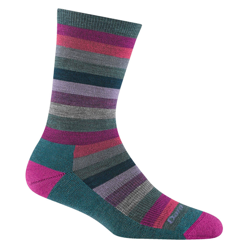 DARN TOUGH MYSTIC STRIPE CREW SOCKS SPRUCE - WOMENS