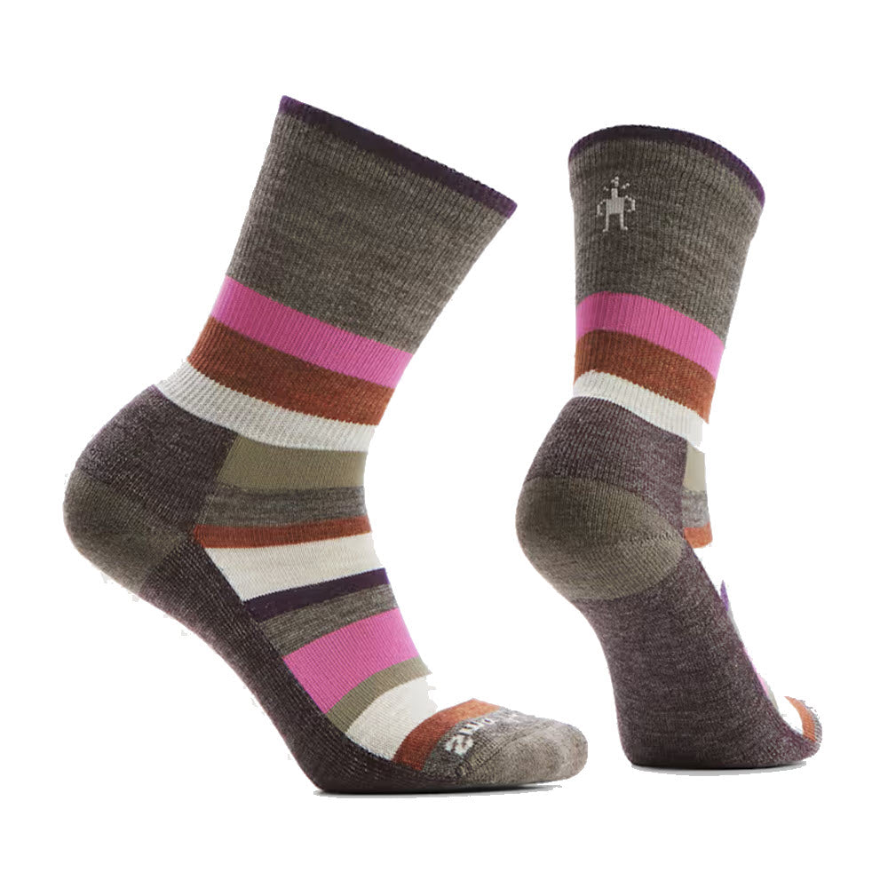 SMARTWOOL MULTI STRIPE CREW SOCKS TAUPE - WOMENS