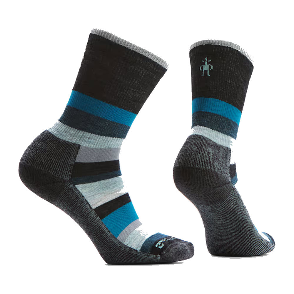 SMARTWOOL MULTI STRIPE CREW SOSCKS CHARCOAL - WOMENS