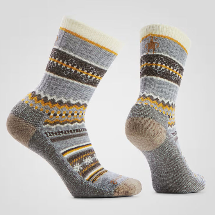 SMARTWOOL SNOWED IN CREW SOCKS LIGHT GRAY - WOMENS