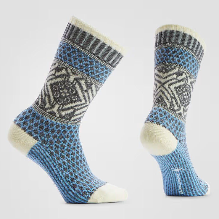 SMARTWOOL POPCORN SNOWFLAKECREW SOCKS SERENE BLUE - WOMENS