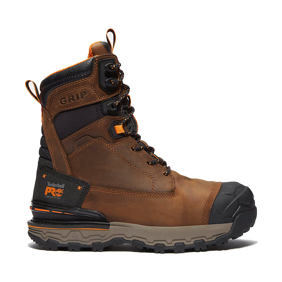 TIMBERLAND COMPOSITE TOE 8 INCH BOONDOCK ULTRALIGHT WATERPROOF INSULATED BOOT BROWN - MENS