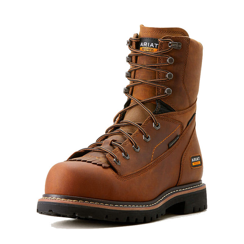ARIAT 8 INCH LONGVIEW SHOCK SHIELD H20 BOOT COPPER BROWN - MENS