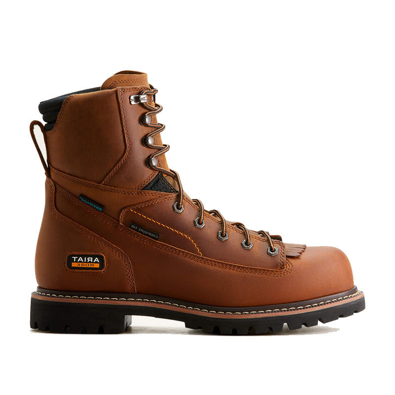 ARIAT 8 INCH LONGVIEW SHOCK SHIELD H20 BOOT COPPER BROWN - MENS