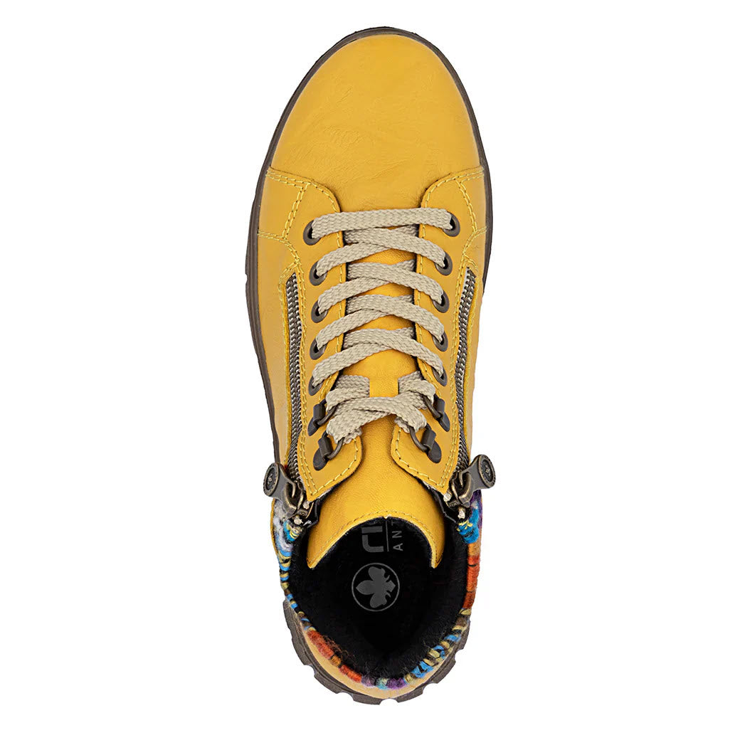 RIEKER KNIT CUFF HIGH TOP MUSTARD MULTI - WOMENS