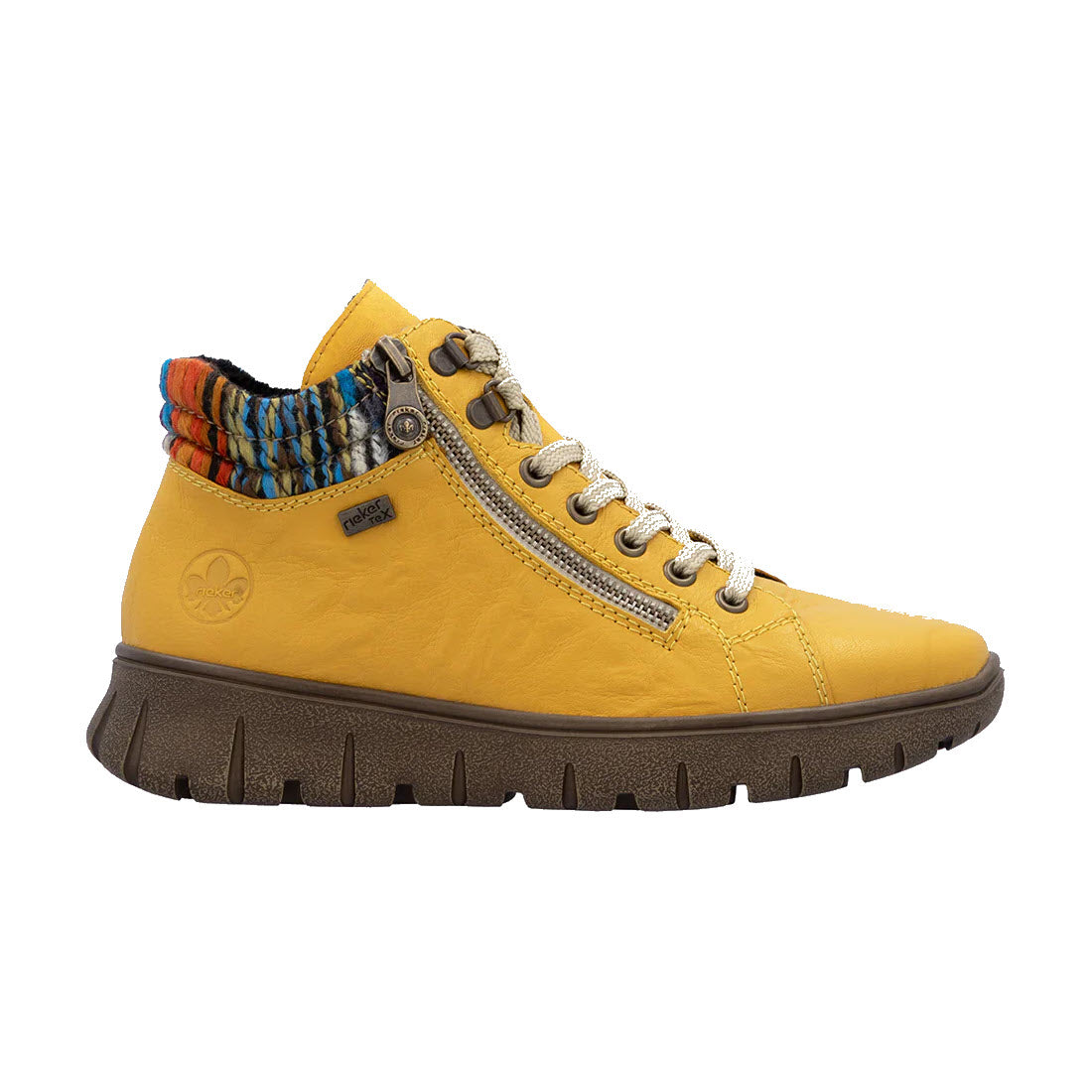 RIEKER KNIT CUFF HIGH TOP MUSTARD MULTI - WOMENS