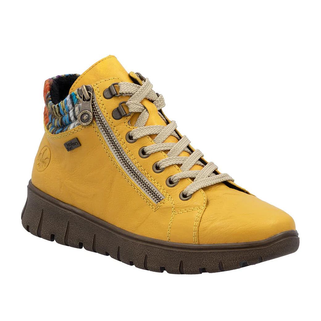 RIEKER KNIT CUFF HIGH TOP MUSTARD MULTI - WOMENS