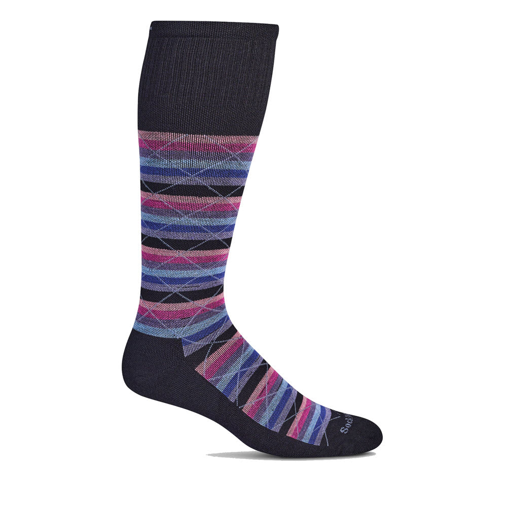 SOCKWELL FULL ARRAY STRIPE KNEE HIGH COMPRESSION SOCKS BLACK 15-20 MMHG - WOMENS