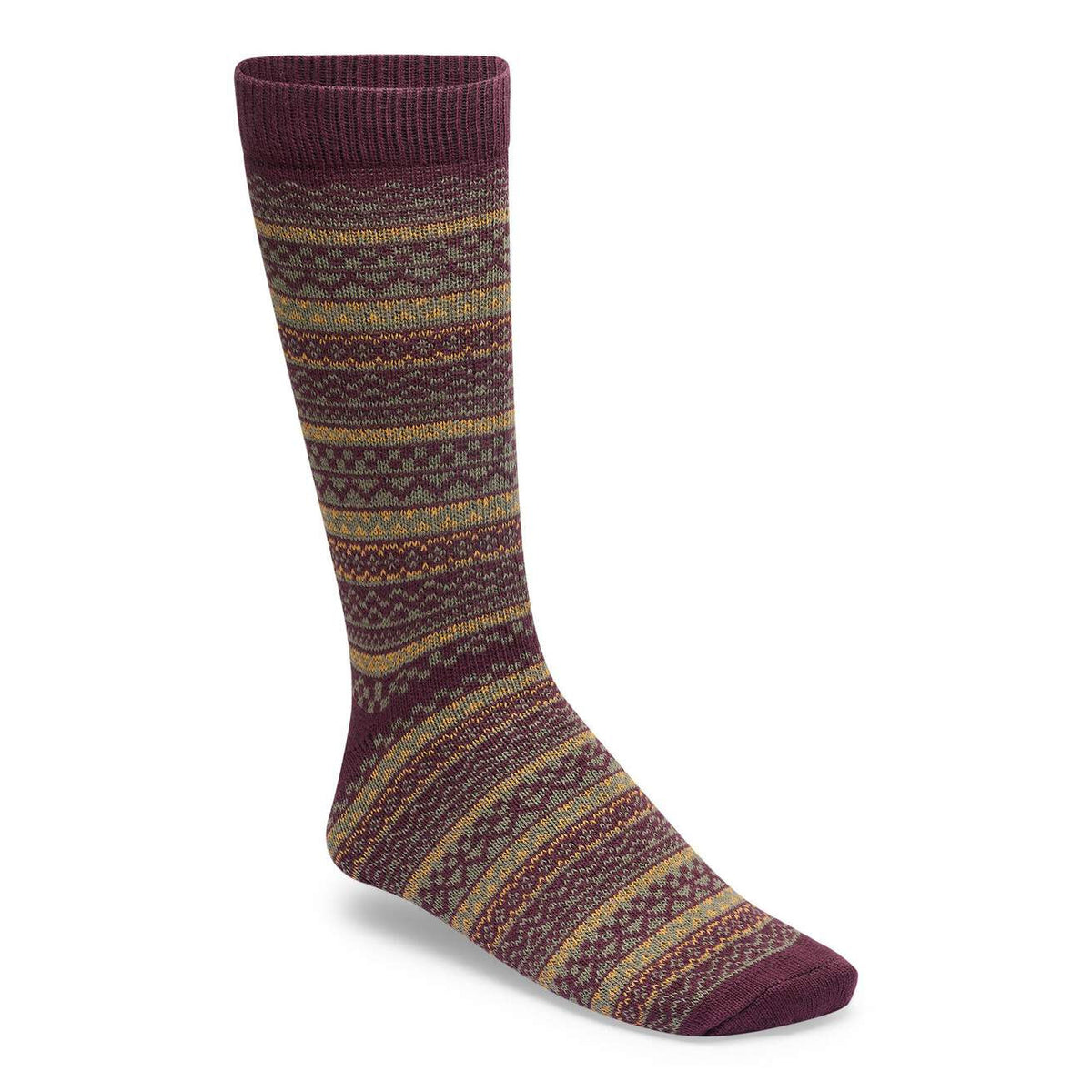 BIRKENSTOCK COTTON PATTERN CREW SOCKS ZINFANDEL/THYME/TAUPE - ADULT
