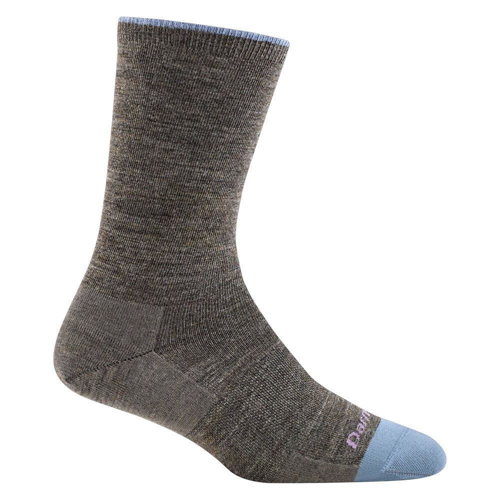 DARN TOUGH SOLID BASIC CREW SOCKS TAUPE - WOMENS