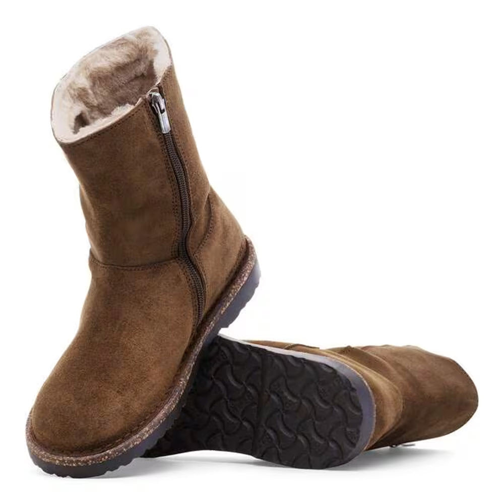 BIRKENSTOCK UPPSALA ZIP SHEARLING DARK TEA - WOMENS