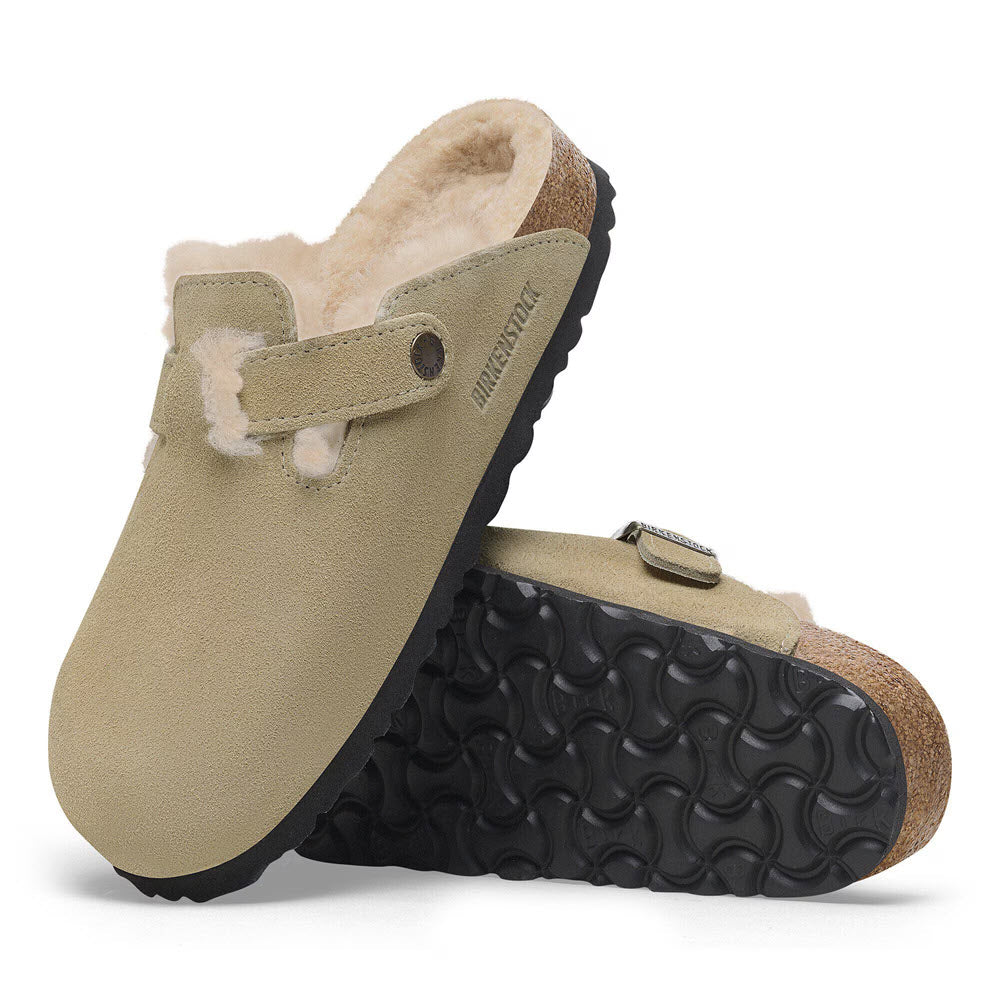 BIRKENSTOCK ARIZONA SHEARLING TAUPE/SANDCASTLE - WOMENS