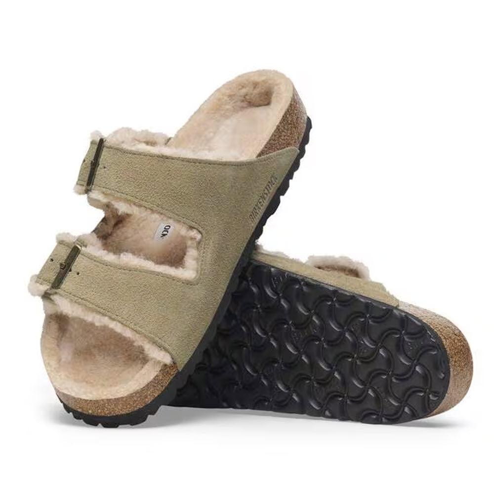 BIRKENSTOCK ARIZONA SHEARLING TAUPE/SANDCASTLE - WOMENS