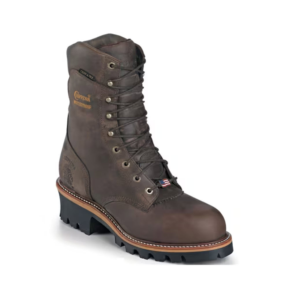 CHIPPEWA STEEL TOE USA SUPER LOGGER 9 INCH WATERPROOF INSULATED BROWN - MENS