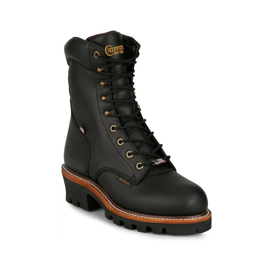 CHIPPEWA STEEL TOE USA SUPER LOGGER 9 INCH WATERPROOF INSULATED BLACK- MENS
