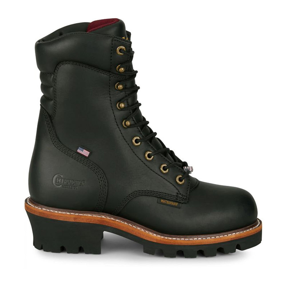 CHIPPEWA STEEL TOE USA SUPER LOGGER 9 INCH WATERPROOF INSULATED BLACK- MENS
