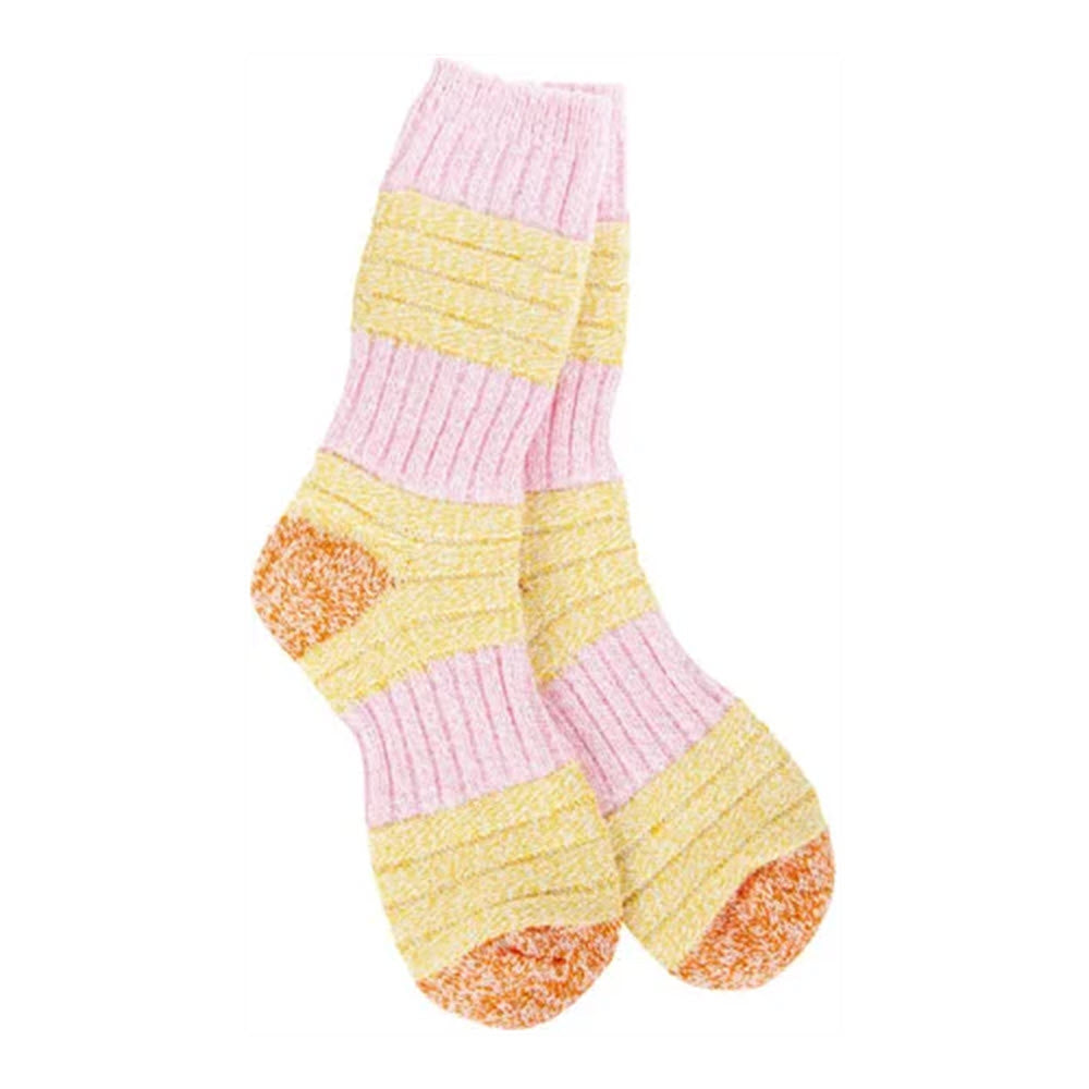WORLDS SOFTEST PATCH CREW SOCKS PINK HONEY - WOMENS