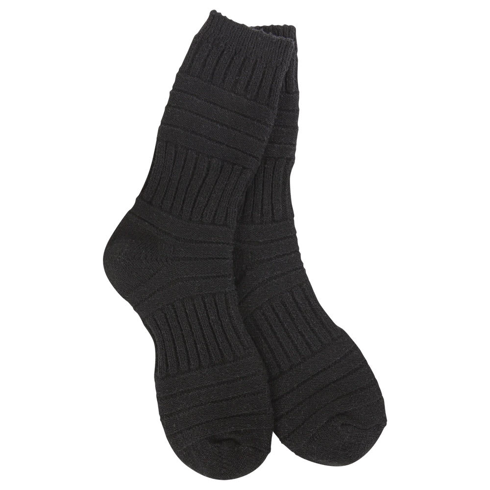 WORLDS SOFTEST PATCH CREW SOCKS BLACK - WOMENS