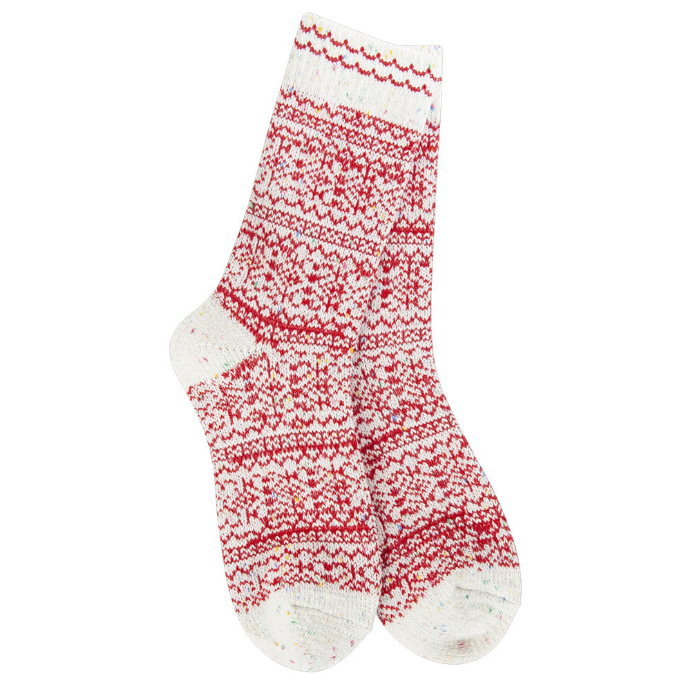WORLDS SOFTEST HOLIDAY CONFETTI CREW SOCKS PEPPERMINT - WOMENS