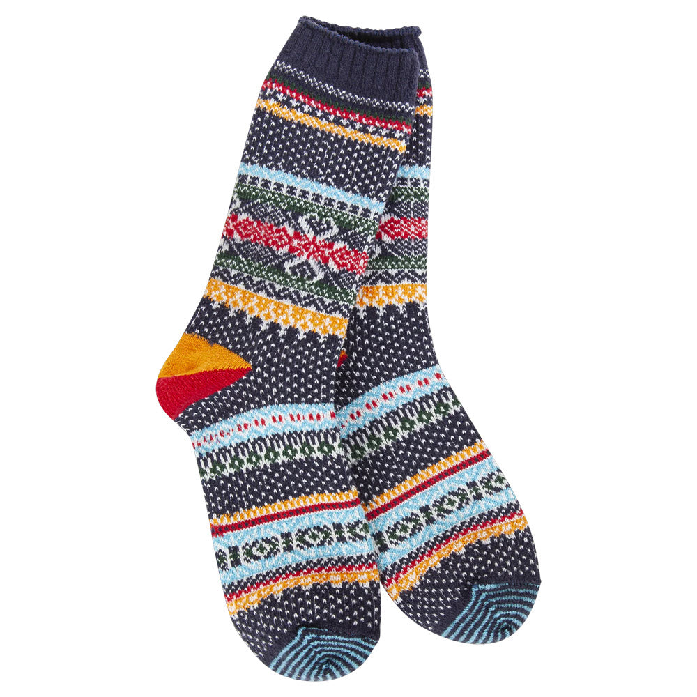 WORLDS SOFTEST HOLIDAY CREW SOCKS NAVY MULTI - WOMENS