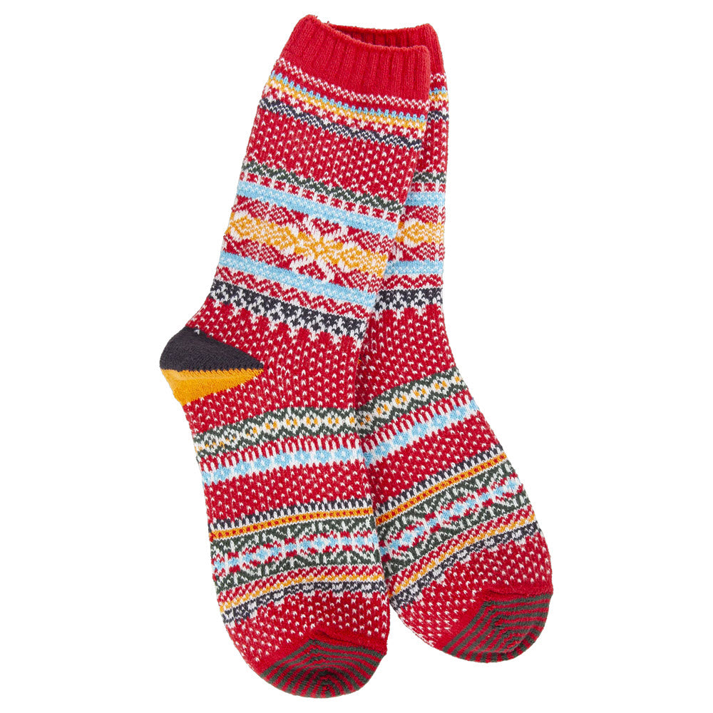 WORLDS SOFTEST HOLIDAY CREW SOCKS RED MULTI - WOMENS
