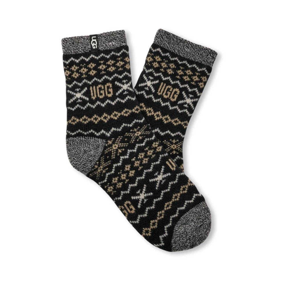 UGG CRESSIDA COZY QUARTER SOCKS BLACK UGGISLE - WOMENS