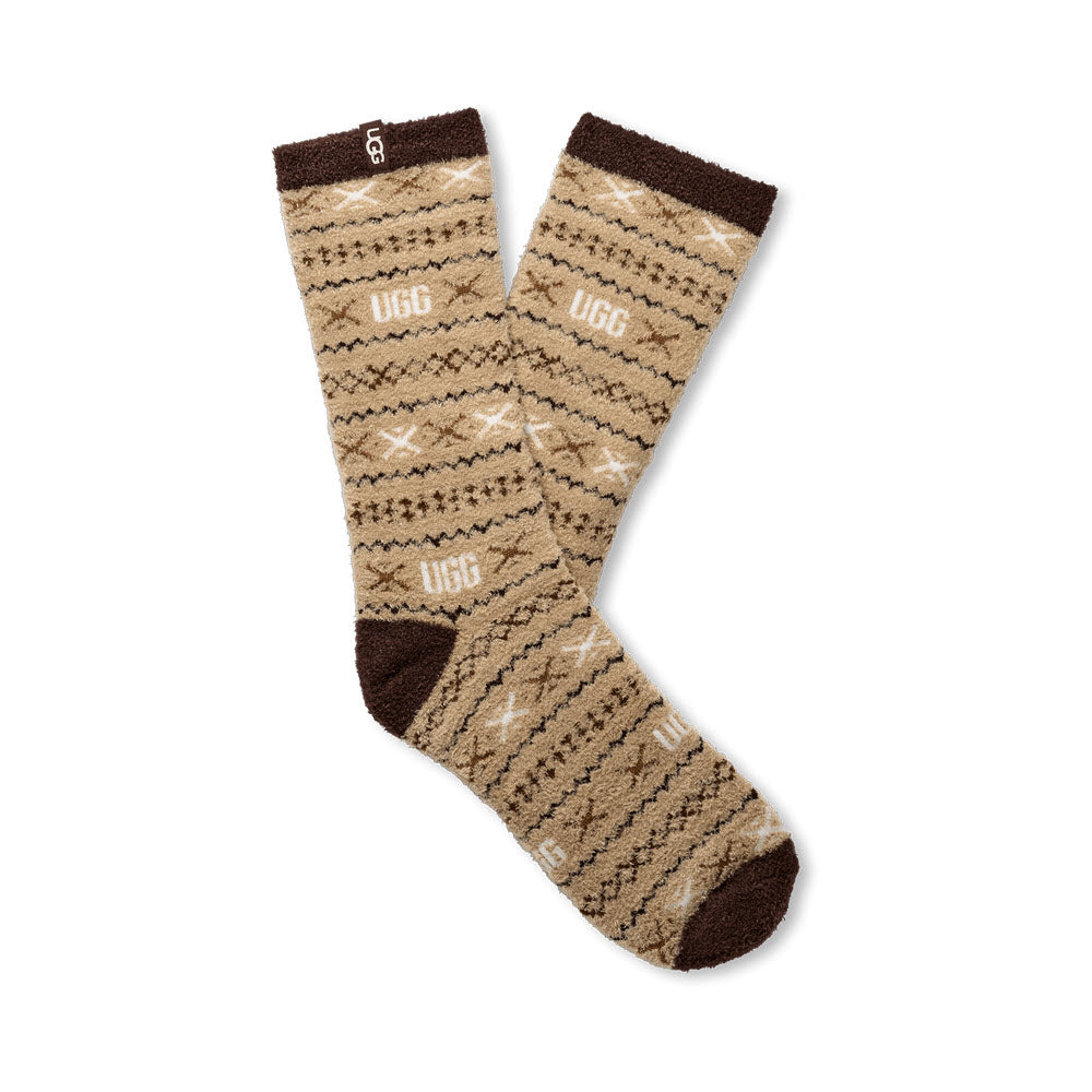 UGG LESLIE GRAPHIC CREW SOCKS COLA MULTI UGGISLE - WOMENS