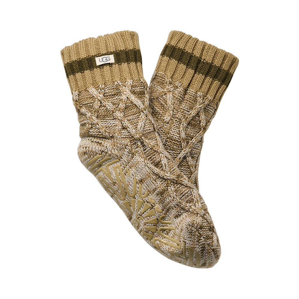 UGG DEEDEE LINED QUARTER SOCKS BURNT OLIVE - WOMENS