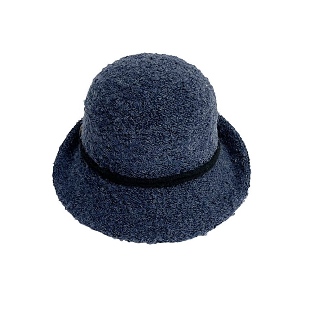 SHIHREEN WOOL BRIM BUTTON ROPE HAT DENIM