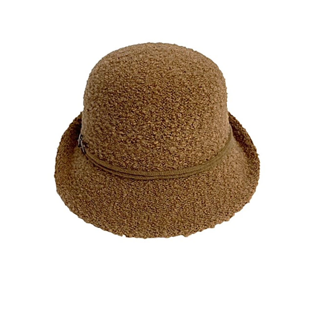 SHIHREEN BOUCLE TURN BRIM HAT CAMEL