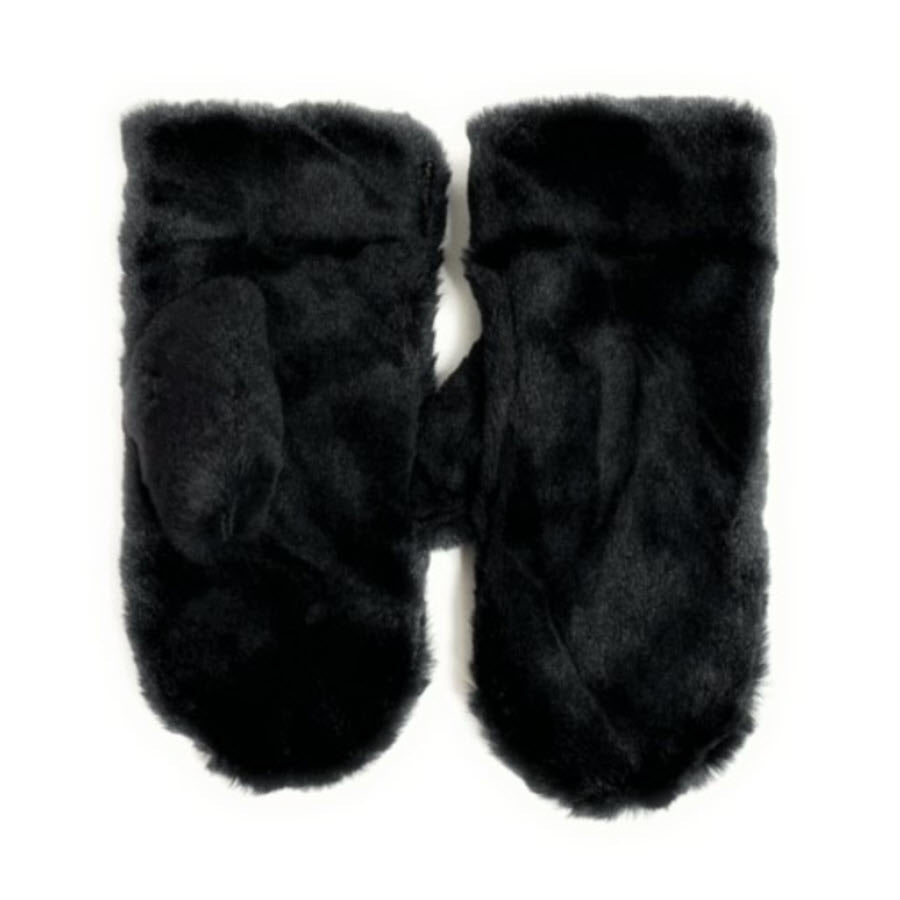 SHIHREEN FUZZY MITTENS BLACK