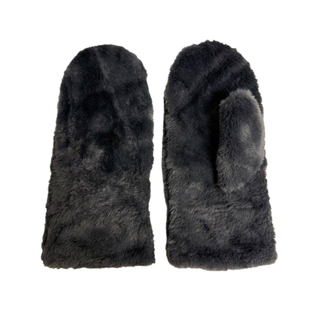 SHIHREEN FUZZY MITTENS CHARCOAL