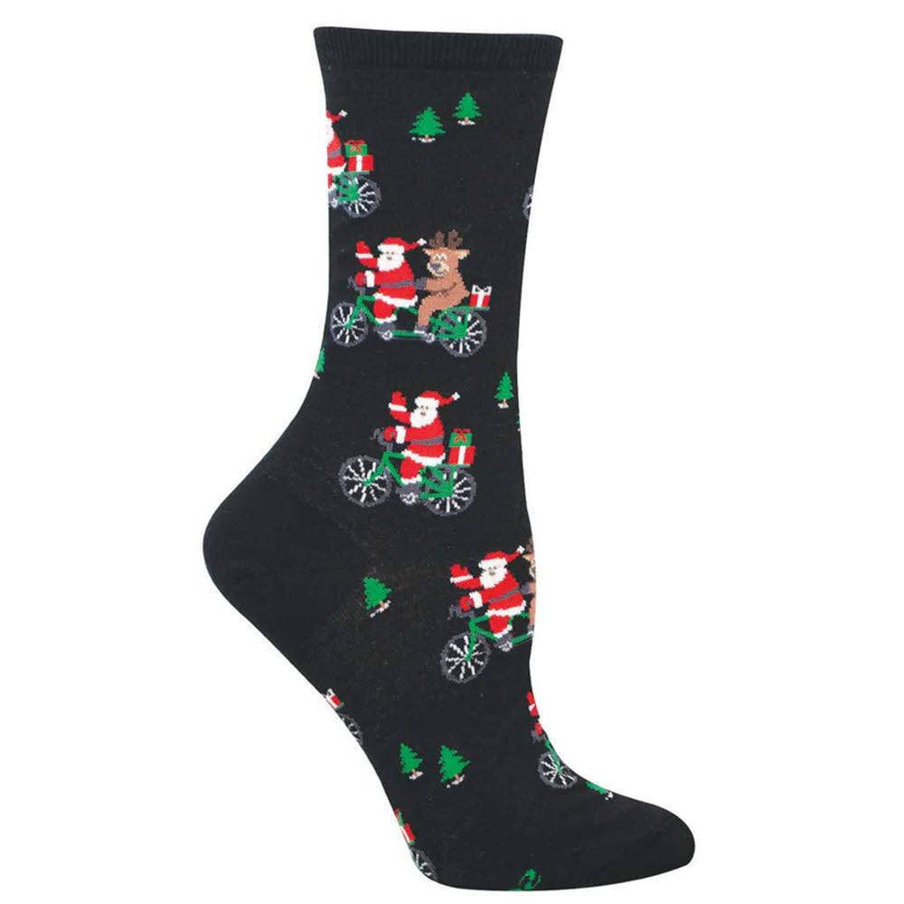 SOCKSMITH CYCLING SANTA CREW SOCKS BLACK - WOMENS