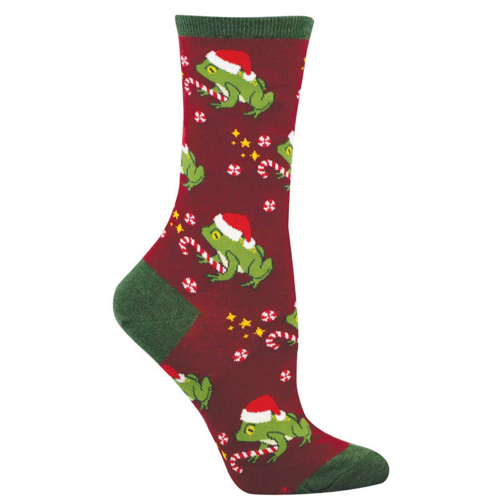 SOCKSMITH HOPPY HOLIDAYS CREW SOCKS BURGUNDY - WOMENS