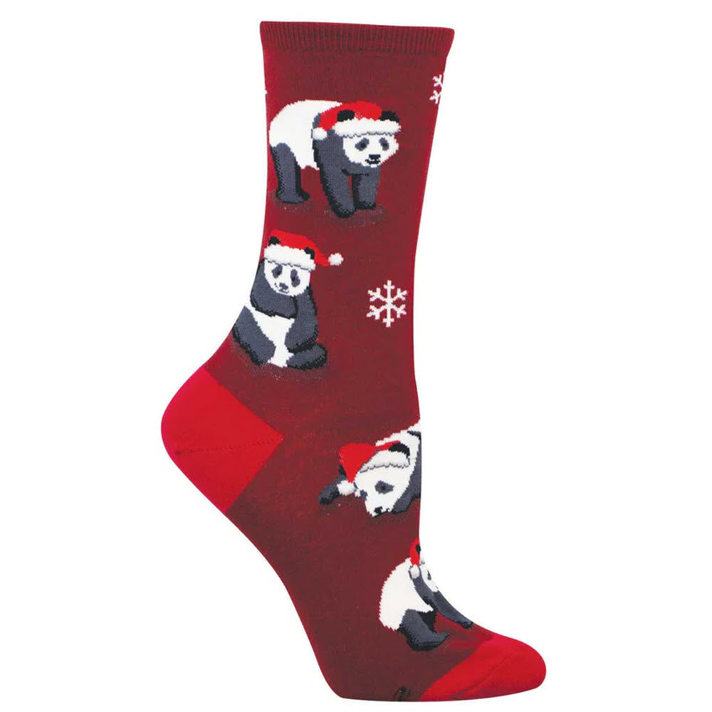 SOCKSMITH MERRY PANDAS CREW SOCKS BURGUNDY - WOMENS