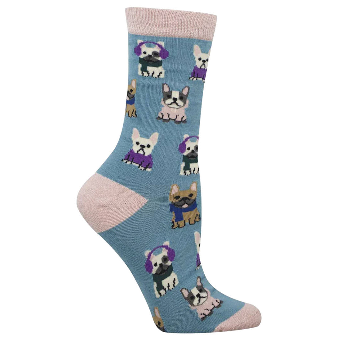 SOCKSMITH FRENCHIE DRESSING CREW SOCKS BLUE - WOMENS