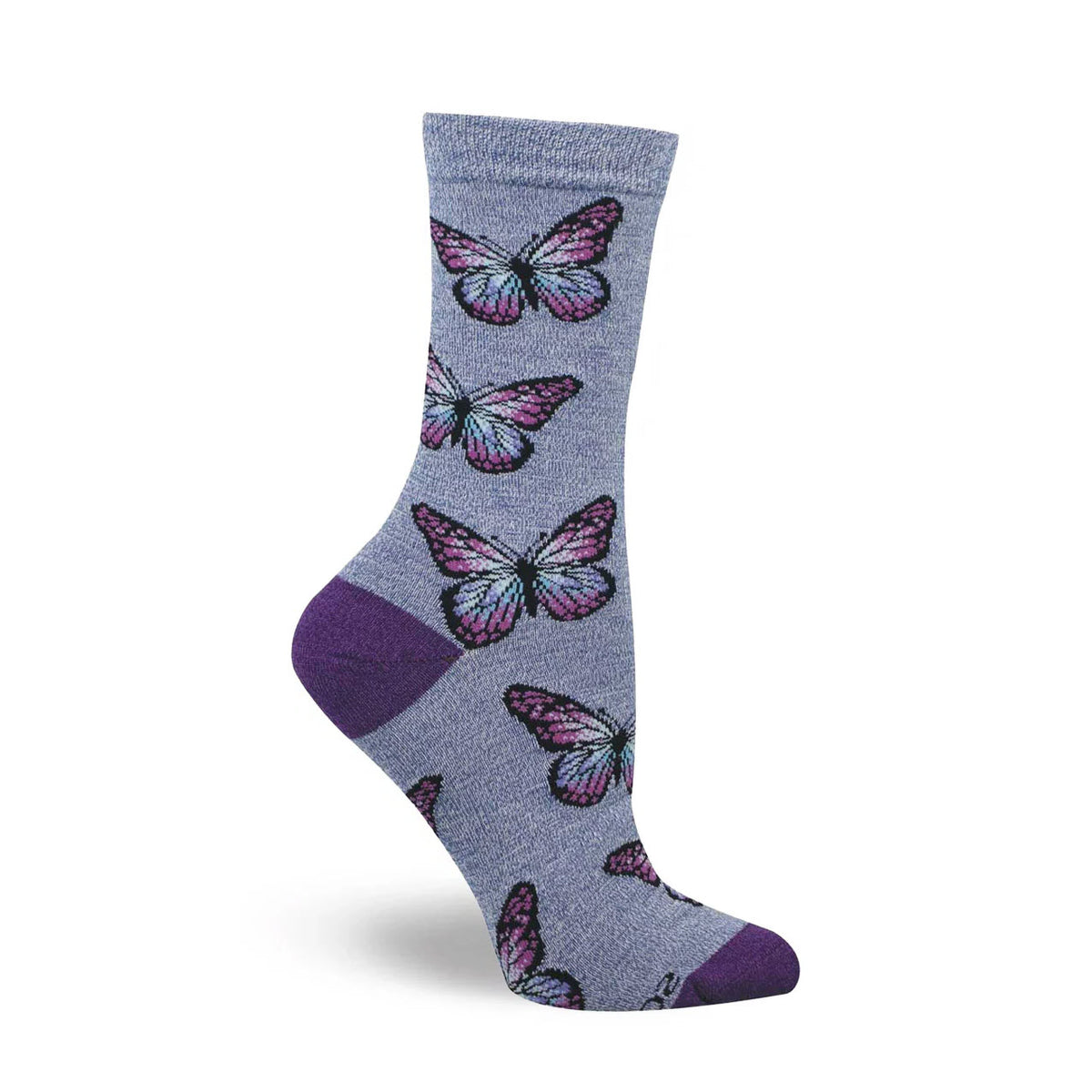 SOCKSMITH WONDERFUL WINGS CREW SOCKS PURPLE - WOMENS