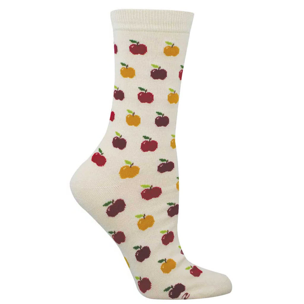 SOCKSMITH BUSHEL OF APPLES CREW SOCKS IVORY - WOMENS