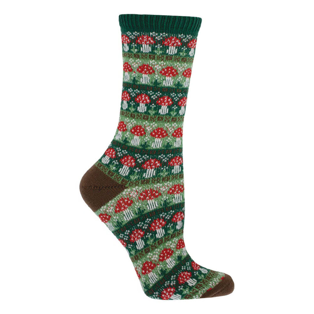 SOCKSMITH SWEATER CREW SOCKS MUSHIES GREEN - WOMENS