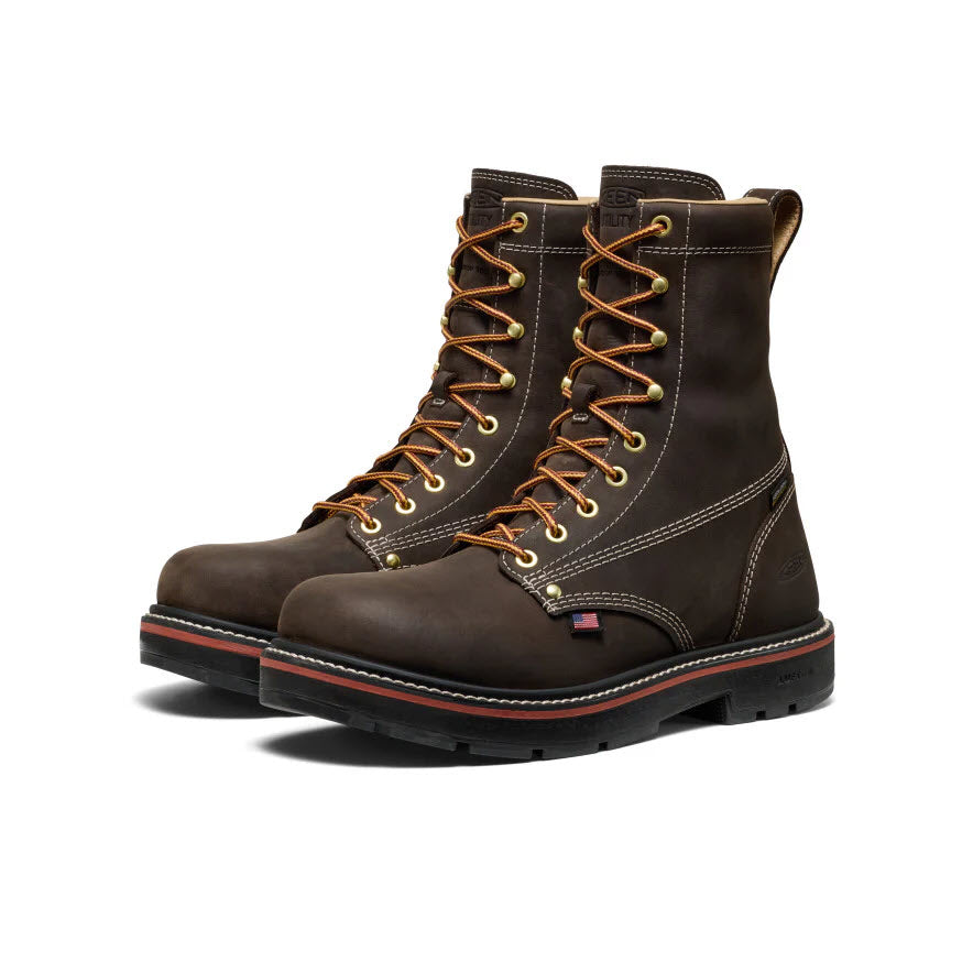 KEEN COMPOSITE TOE 8 INCH LIBERTY 90 DEGREE WATERPROOF USA BOOT COFFEEBEAN - MENS