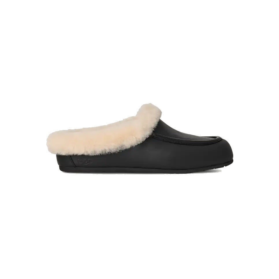 UGG ANSLEY MULE LEATHER BLACK - WOMENS
