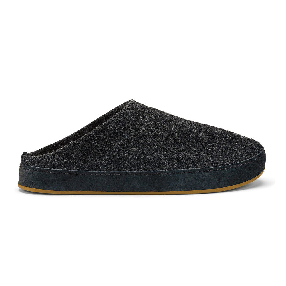 OLUKAI HAMANI HULU FELT SHEARLING OPEN BACK SLIPPER DARK SHADOW - MENS