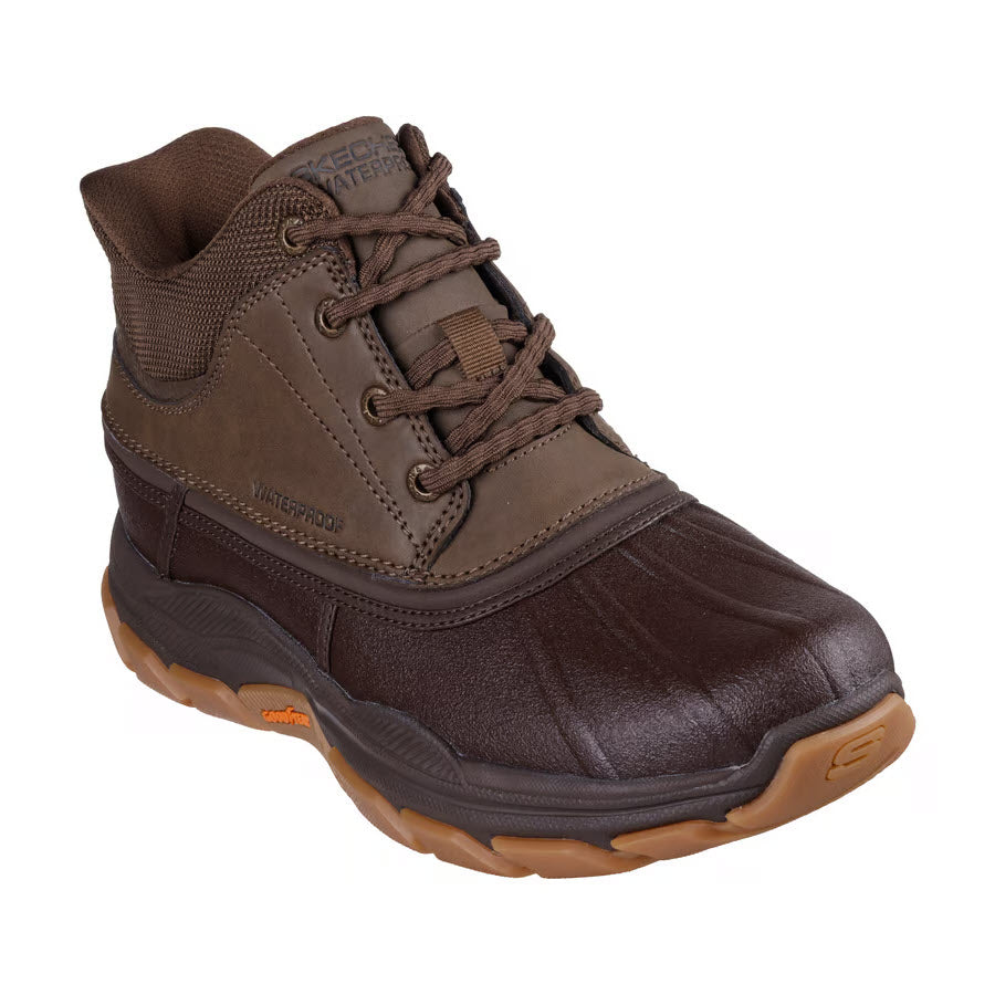 SKECHERS IVAR SLIP INS WATERPROOF LINED MID DUCK BOOT RELAXED FIT BROWN - MENS