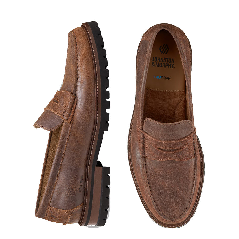 JOHNSTON & MURPHY COLLIER SLIP ON PENNY LOAFER BROWN BOMBER - MENS