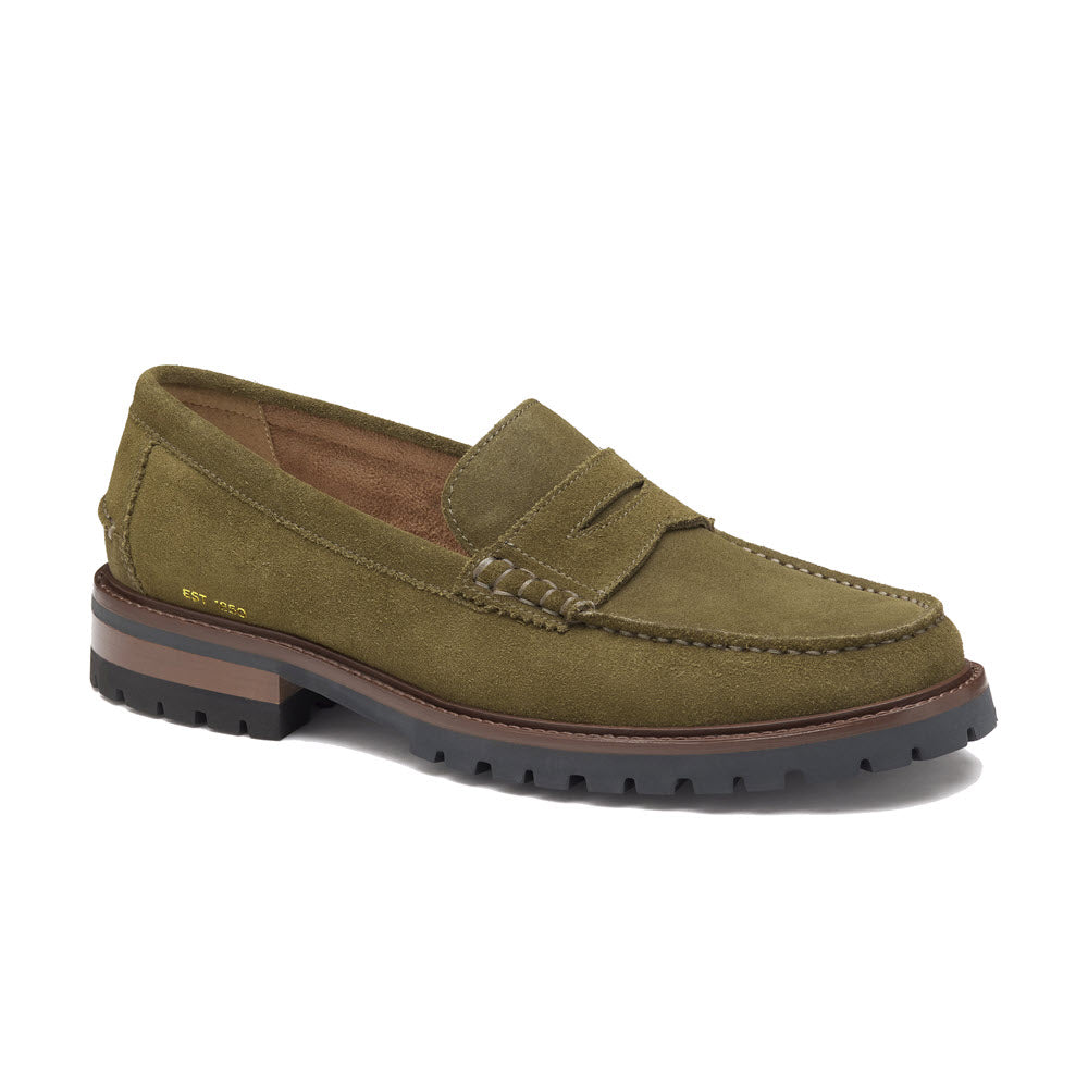 JOHNSTON & MURPHY COLLIER SLIP ON PENNY LOAFER OLIVE SUEDE - MENS